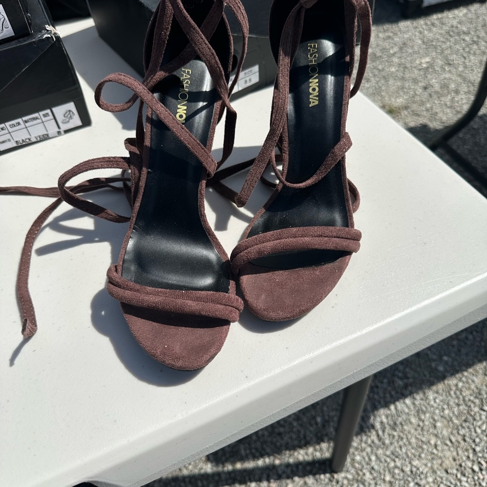 Fashion Nova Women's Brown Strappy Heels